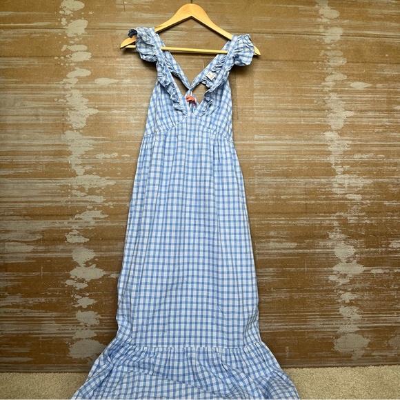 Scotch & Soda Gingham Ruffle Maxi Dress 100% Cotton Boho Preppy Womens S - Picture 2 of 9